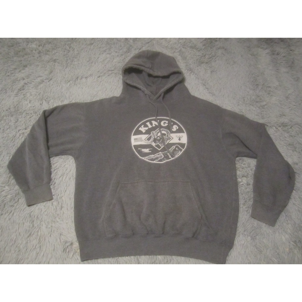 Kings Hoodie Mens Large Gray Kangaroo Pockets Pullover Sweatshirt Long Sleeve